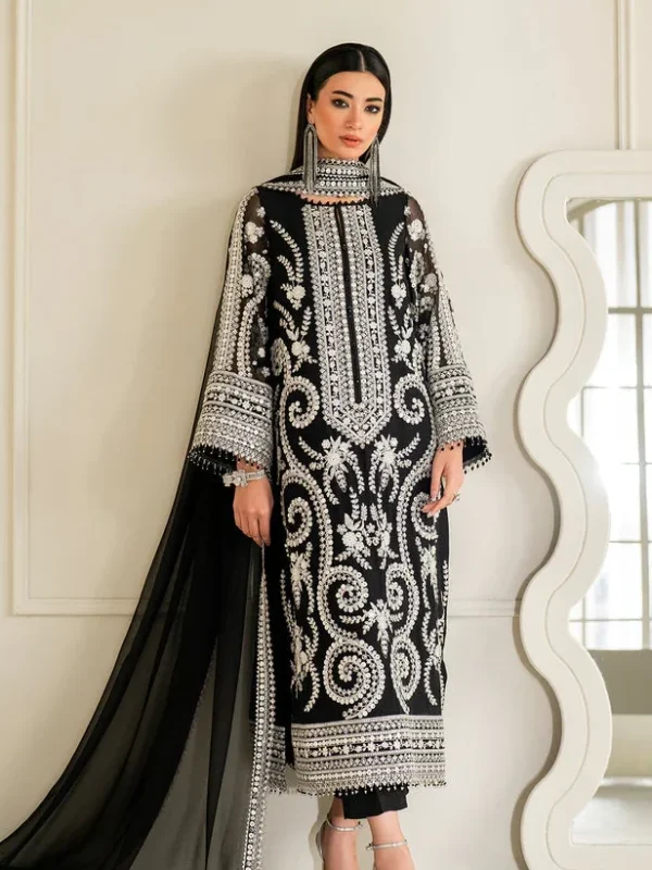 Baroque Black Chiffon Formal Collection Replica