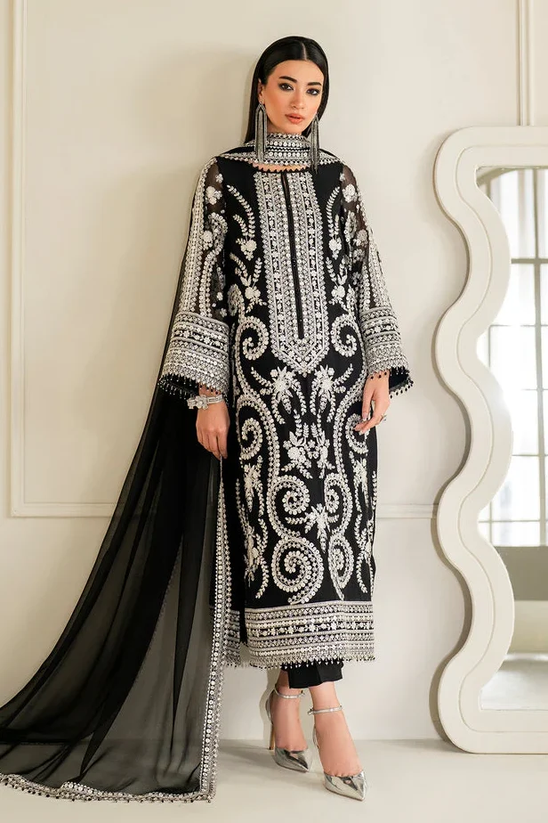 Baroque Black Chiffon Formal Collection Replica