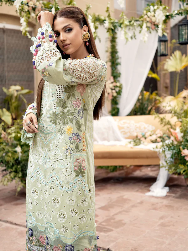 Alternative view of Maryam Hussain Pistachio Luxury Lawn Collection Replica