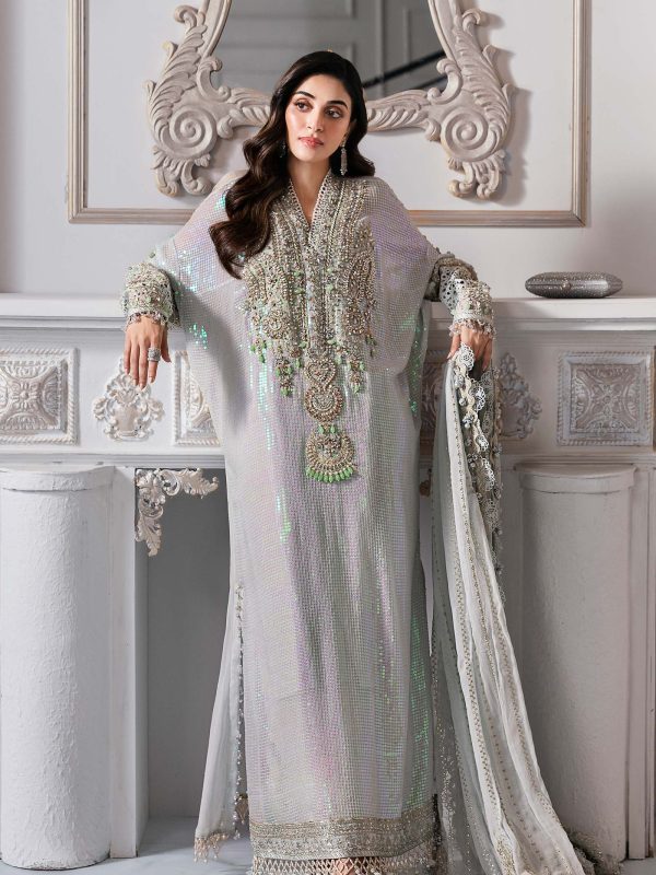 Maria B Seagreen Chiffon Bridal Collection Replica