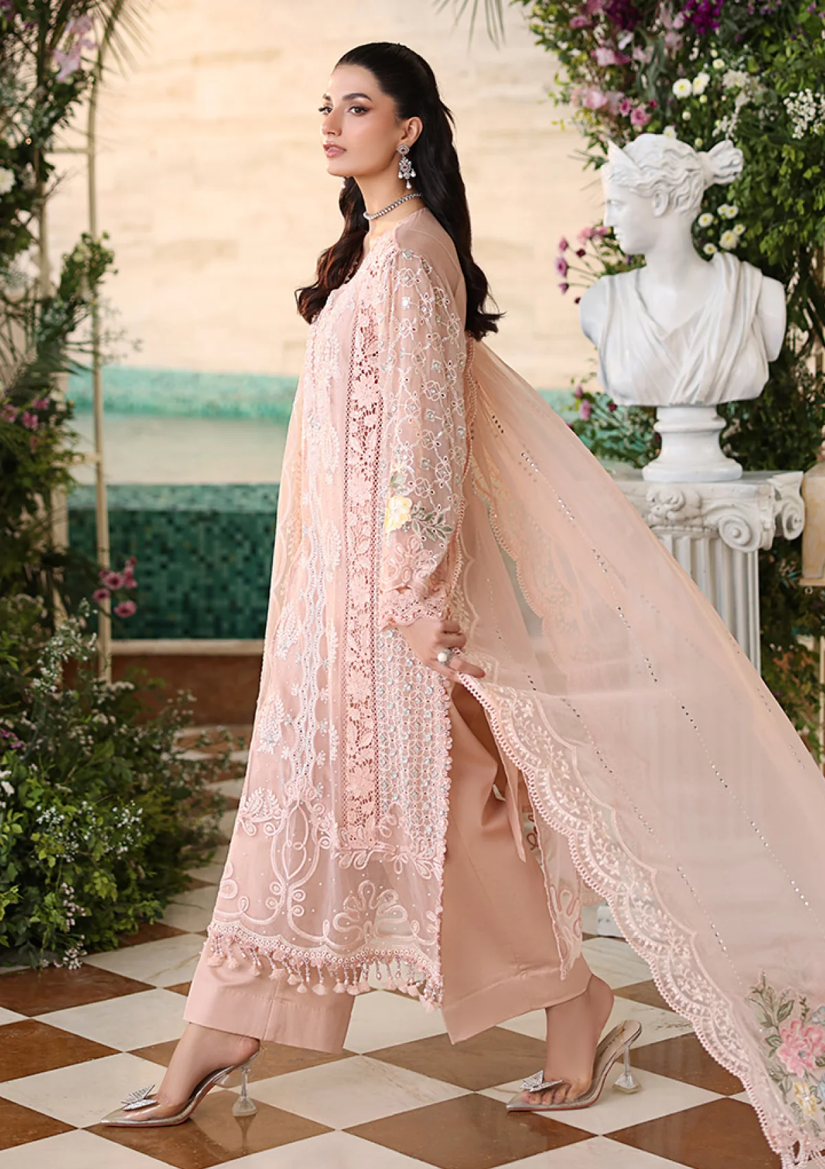 Alternative view of Maria B Pink Chiffon Formal Collection Replica
