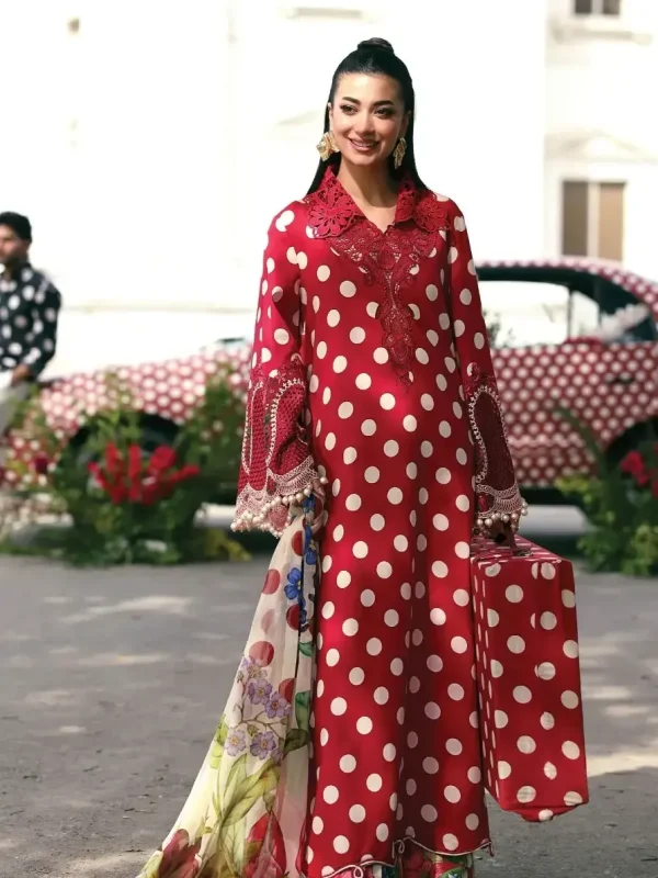 Maria B Red Printed Lawn Collection Replica