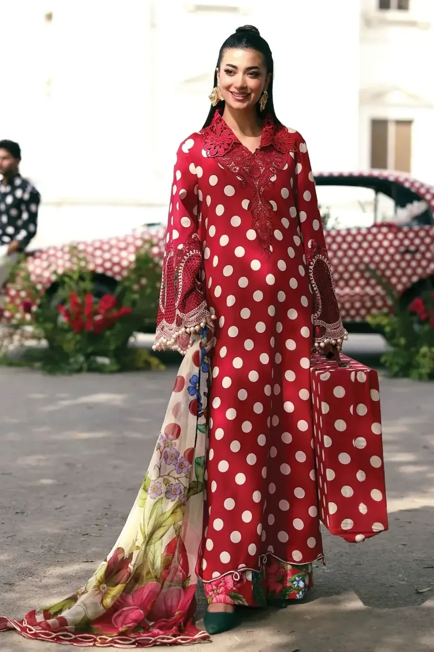 Maria B Red Printed Lawn Collection Replica
