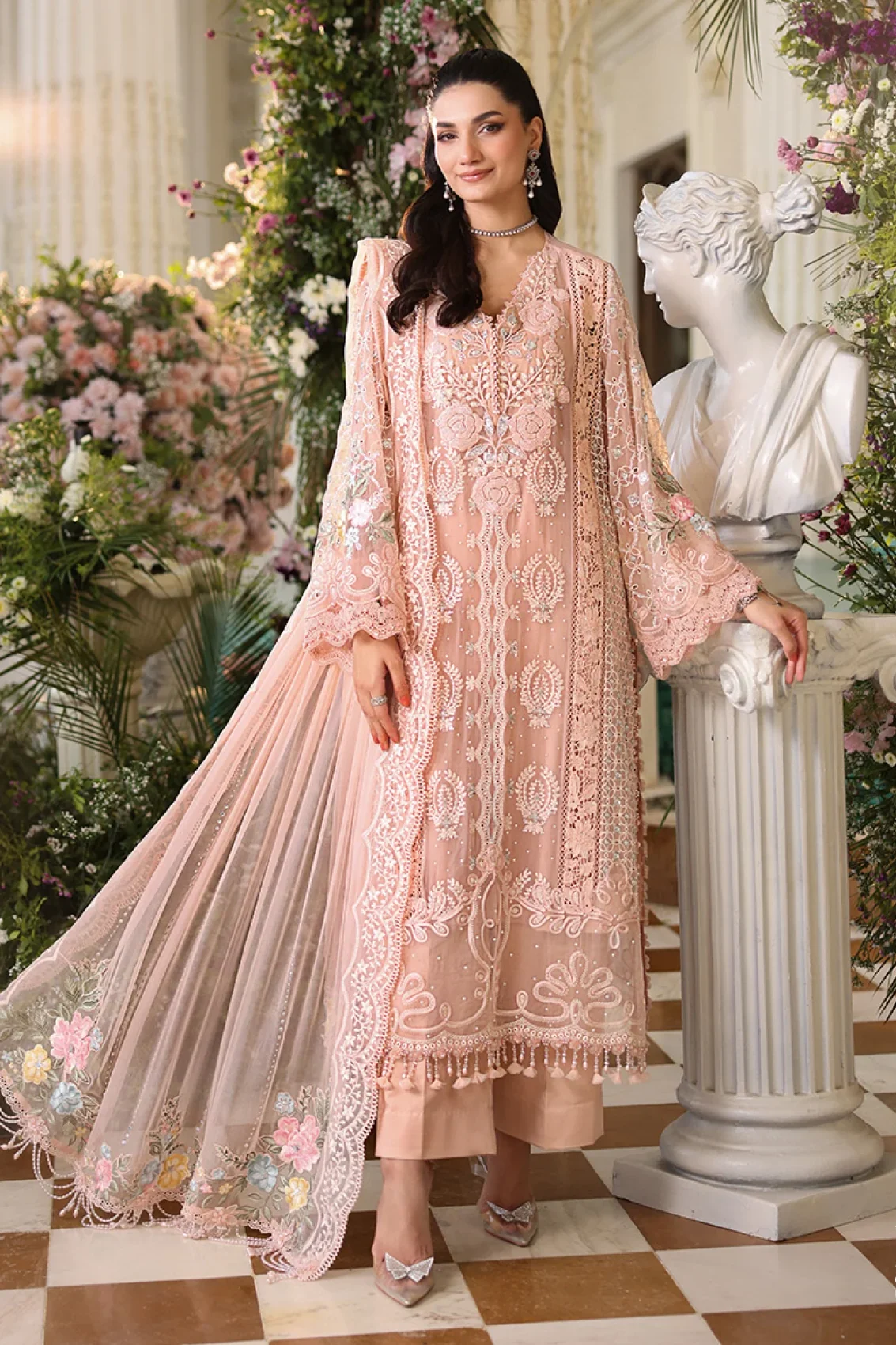 Maria B Pink Chiffon Formal Collection Replica