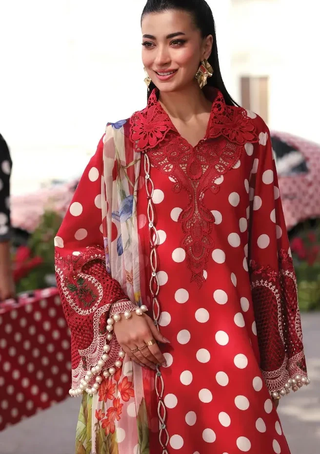 Alternative view of Maria B Red Printed Lawn Collection Replica
