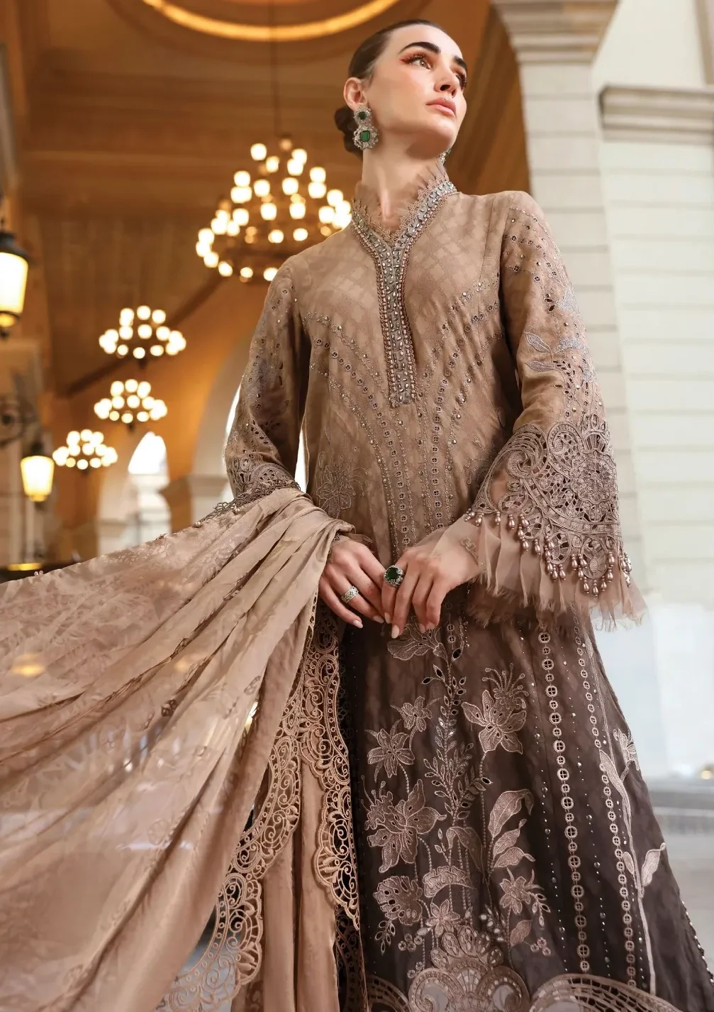 Alternative view of Maria B Brown Luxury Lawn Collection Replica