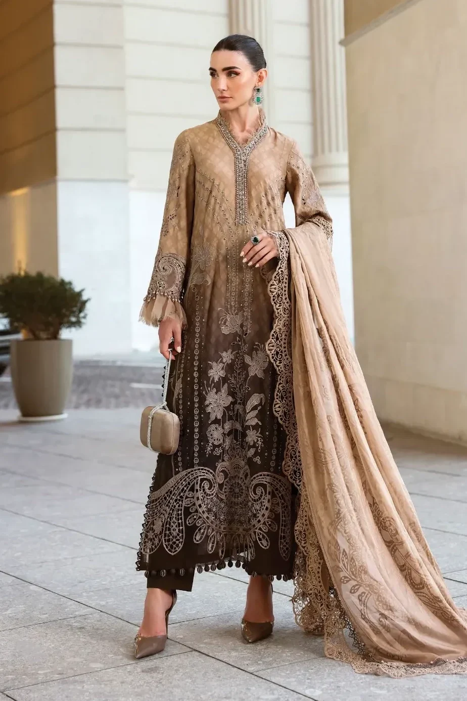 Maria B Brown Luxury Lawn Collection Replica