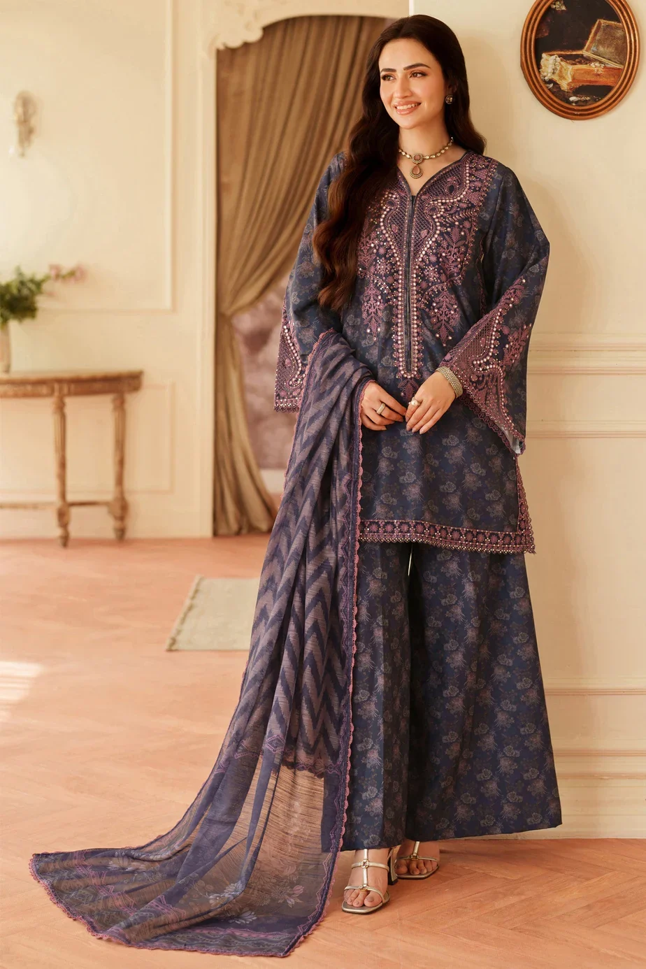 Mohagni Blue Printed Lawn Collection Replica