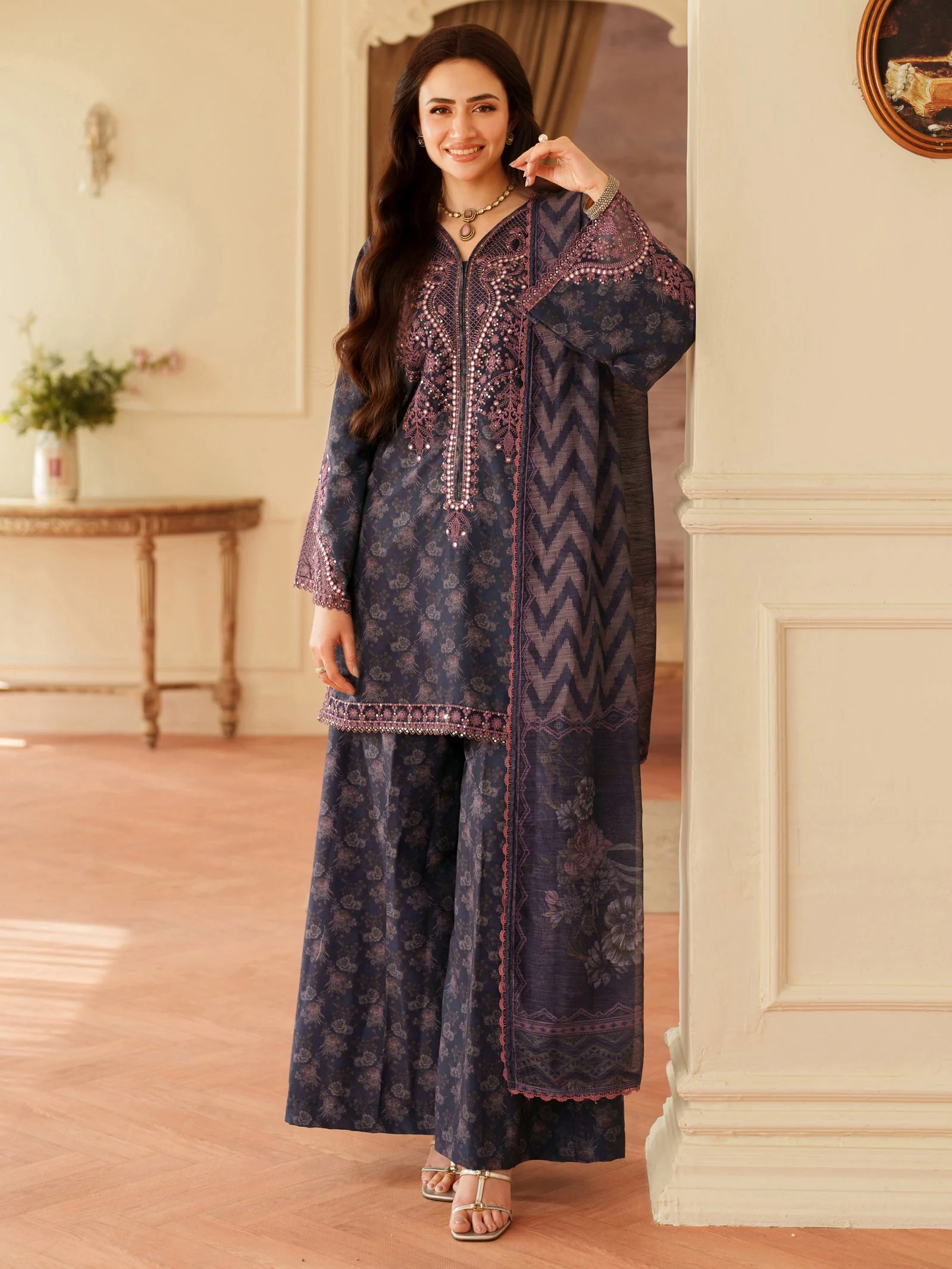 Alternative view of Mohagni Blue Printed Lawn Collection Replica