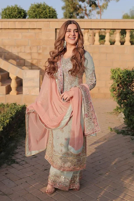 Haseen,s Seagreen Chiffon Collection Replica