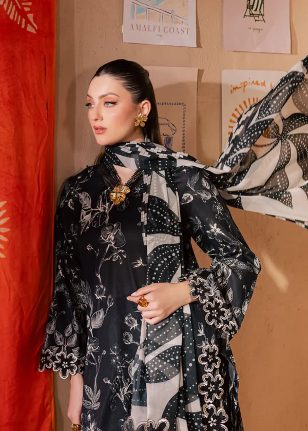 Alternative view of Nureh Black Printed Lawn Collection Replica