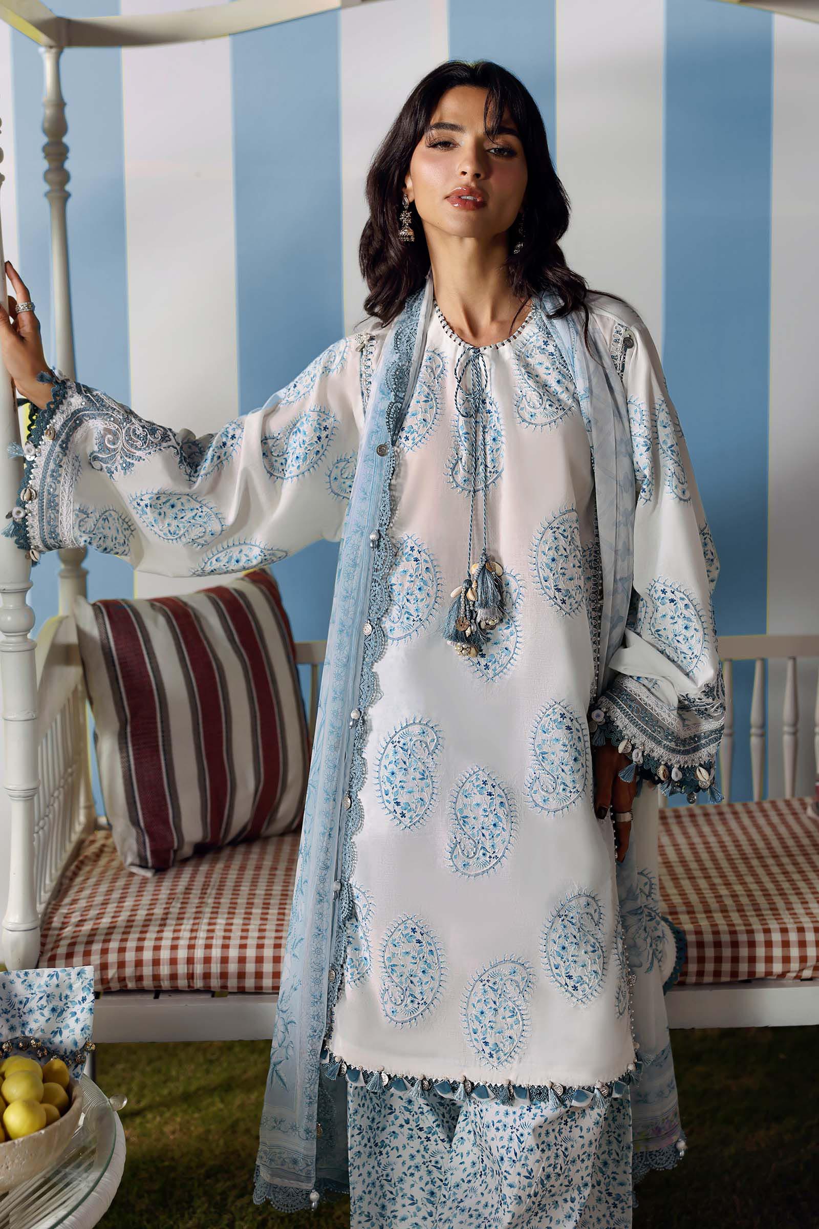Alternative view of Maria B Sky Blue Digital Printed Lawn Collection Replica