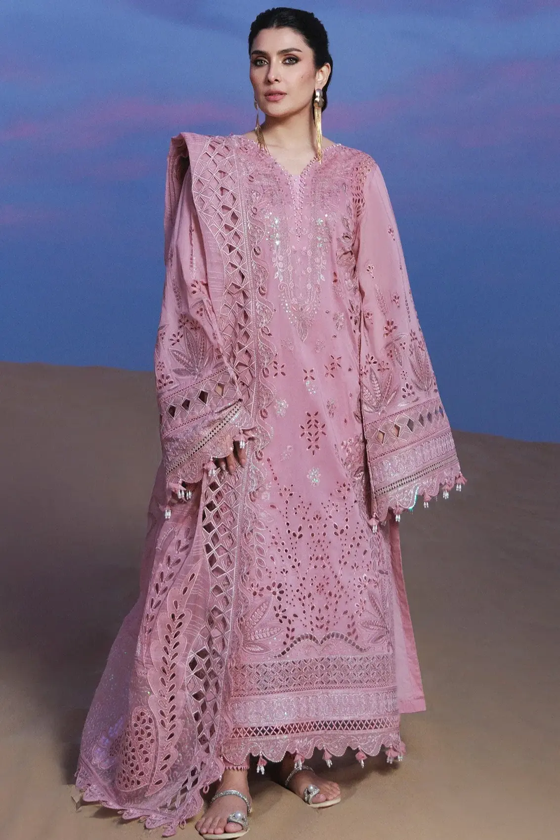 Nureh Pink Luxury Lawn Collection  Replica
