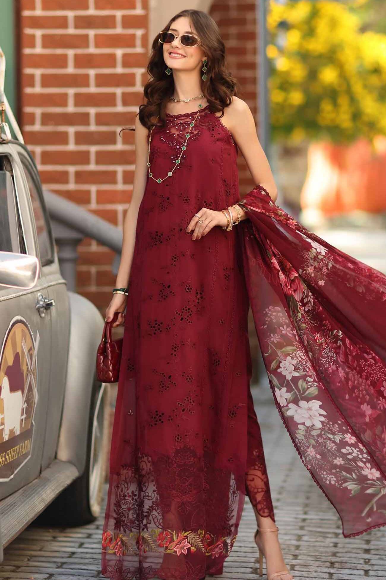Noor By Sadia Asad Red Luxury Lawn Collection Replica