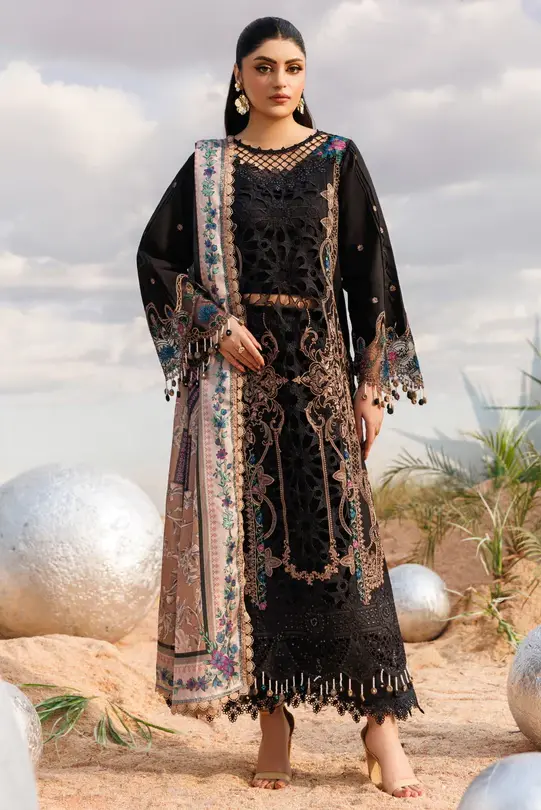 Parishay Black Luxury Lawn Collection Replica