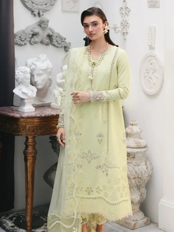 Qalamkar Yellow Luxury Lawn Collection Replica