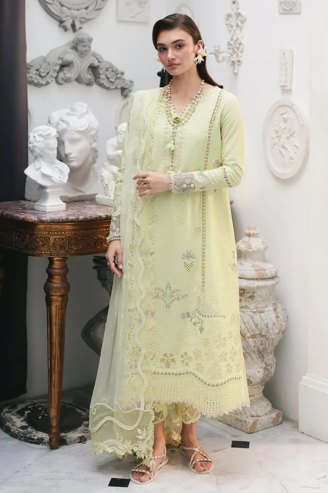 Qalamkar Yellow Luxury Lawn Collection Replica