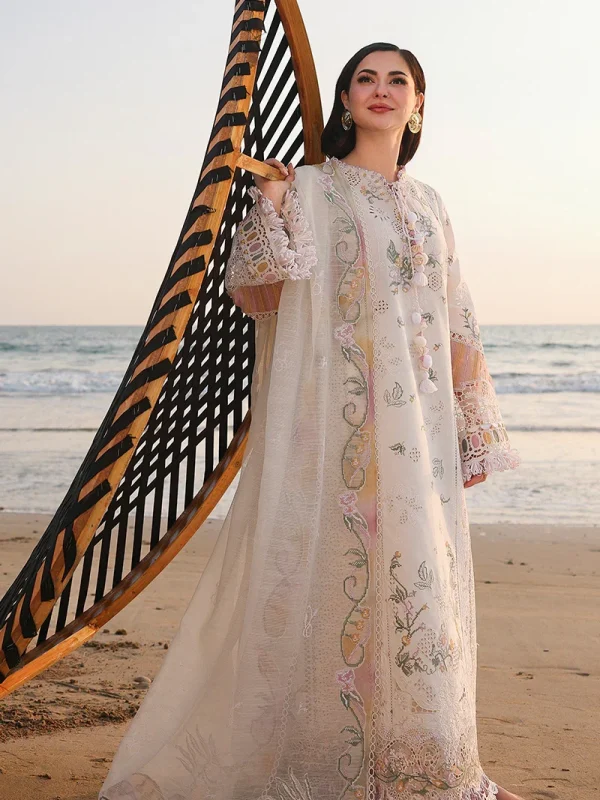 Qalamkar White Luxury Lawn Collection Replica