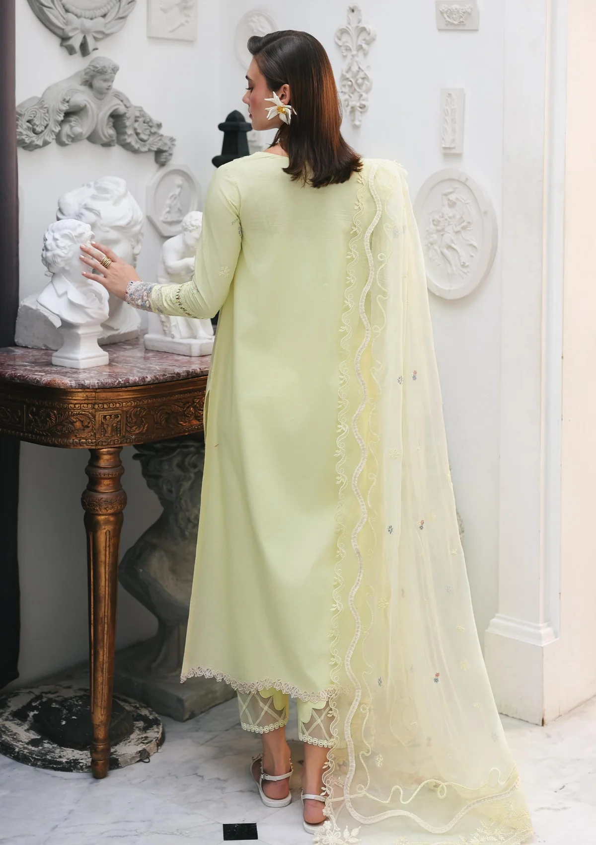 Alternative view of Qalamkar Yellow Luxury Lawn Collection Replica