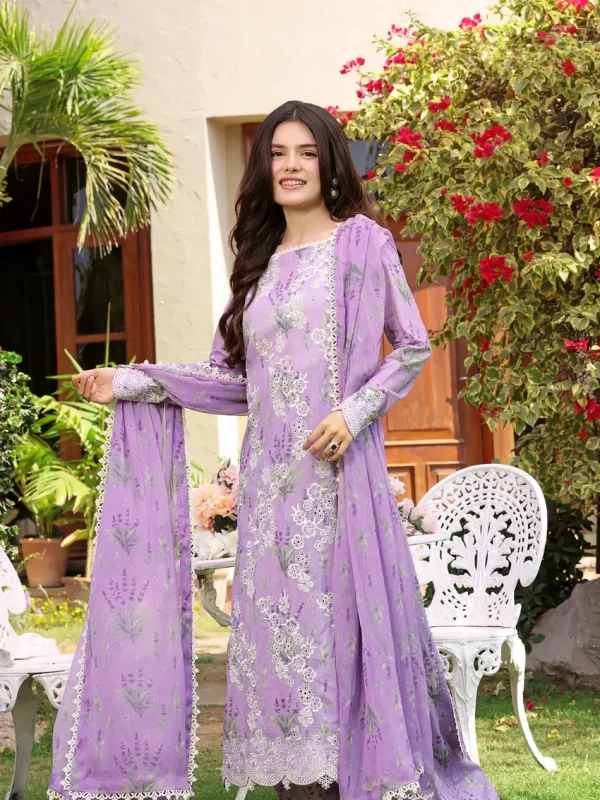 Aneela Purple Luxury Lawn Collection Replica