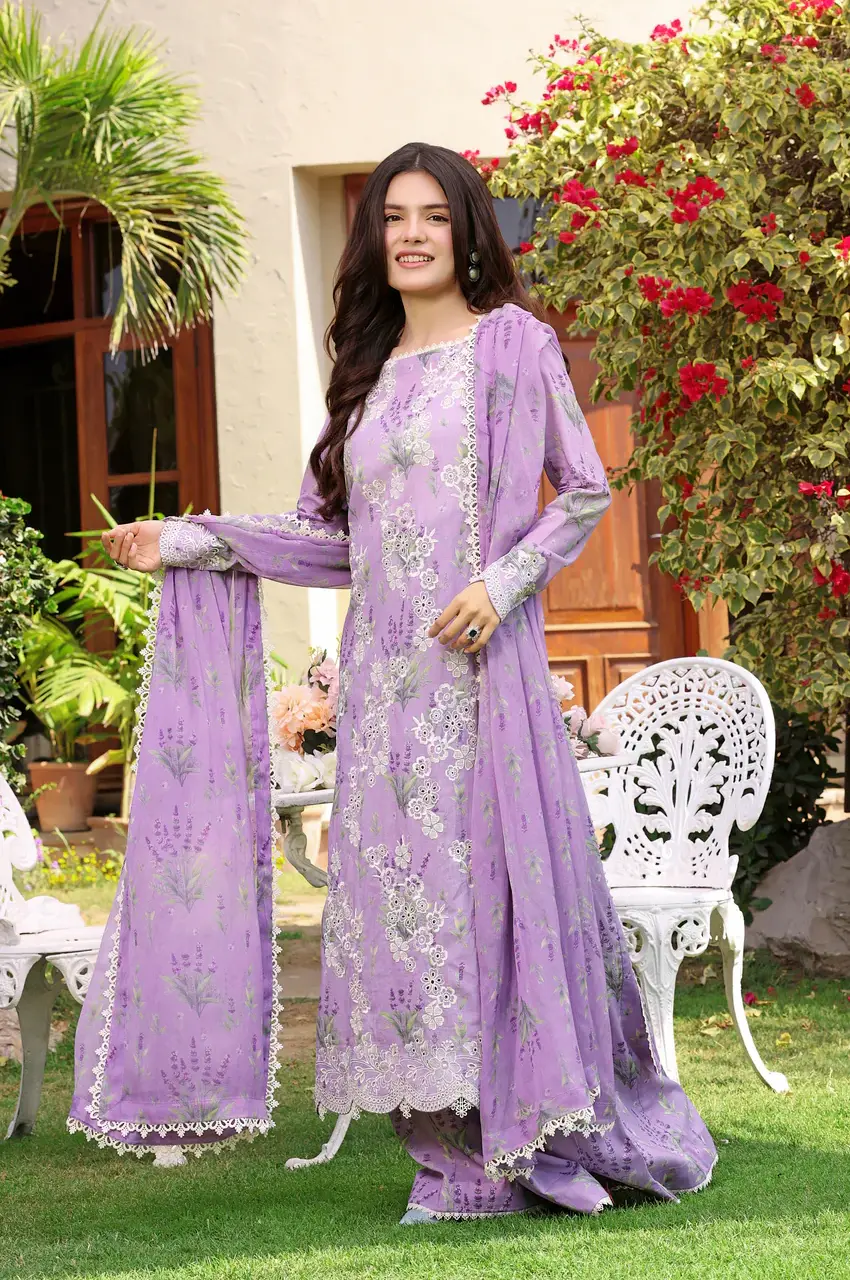 Aneela Purple Luxury Lawn Collection Replica