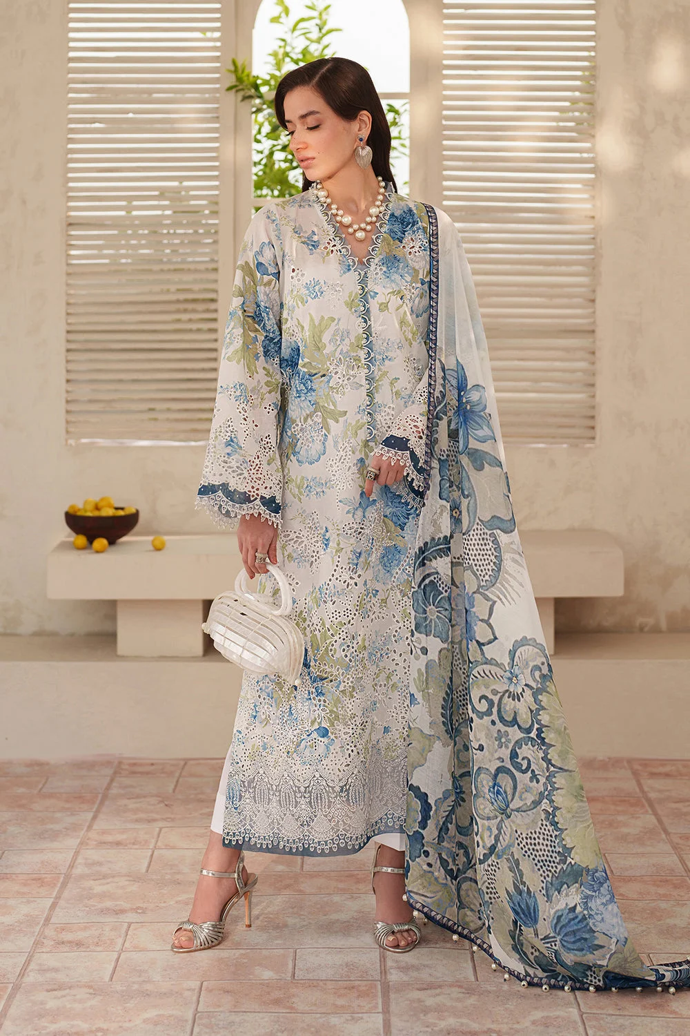 Alternative view of Baroque White Luxury Swiss Lawn Collection Replica