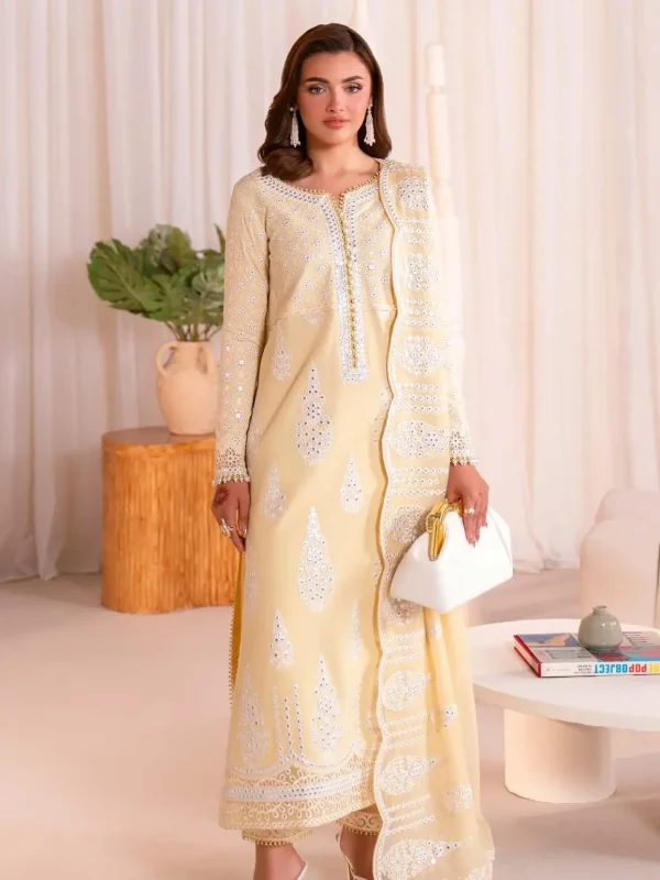 Maryum & Maria Yellow Luxury Lawn Collection Replica