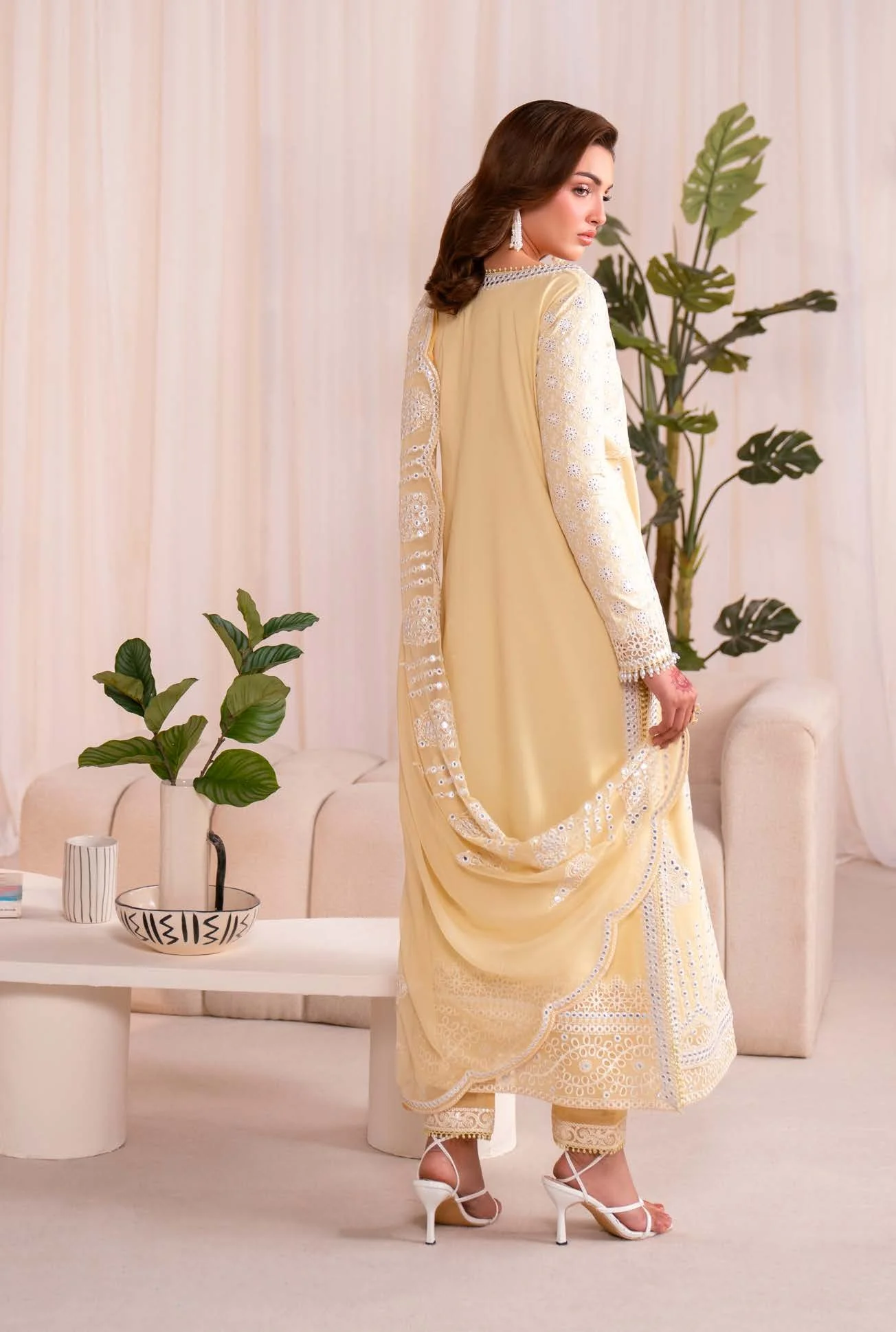 Alternative view of Maryum & Maria Yellow Luxury Lawn Collection Replica
