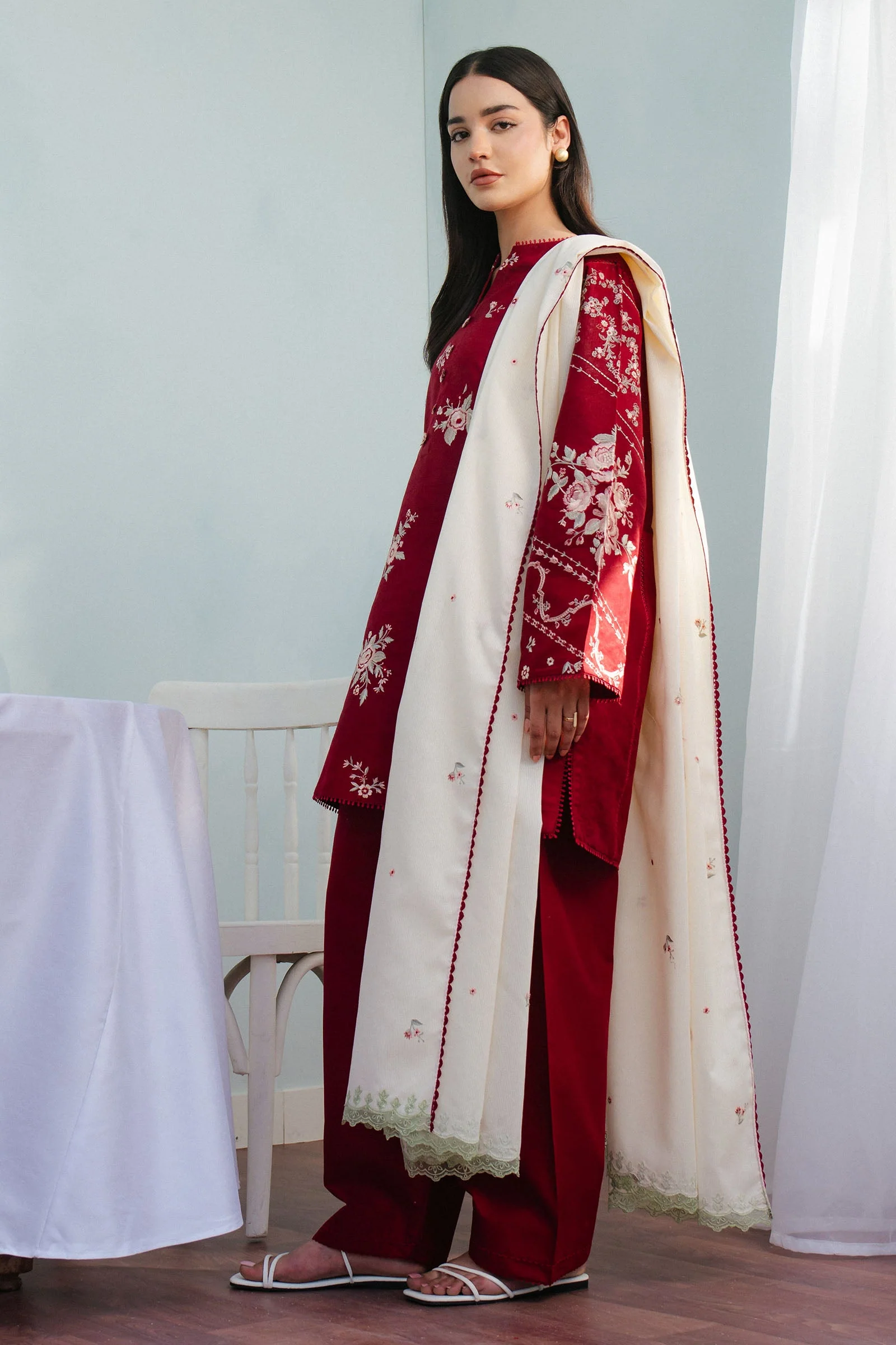 Alternative view of Zara By Shahjahan Red Printed Lawn Collection Replica
