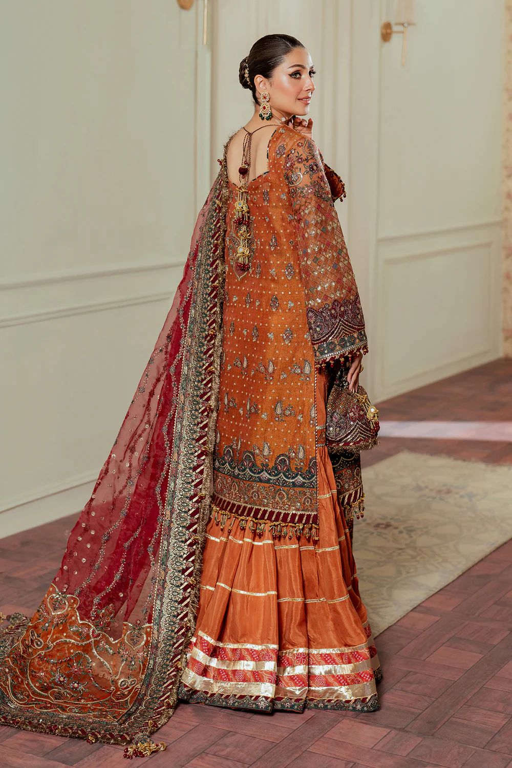Alternative view of Baroque Orange Soft Net Fabric  Collection Replica