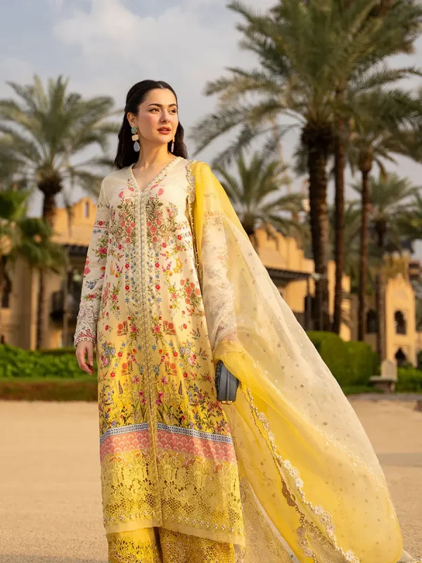 Faiza Saqlain Yellow Luxury Lawn Collection Replica