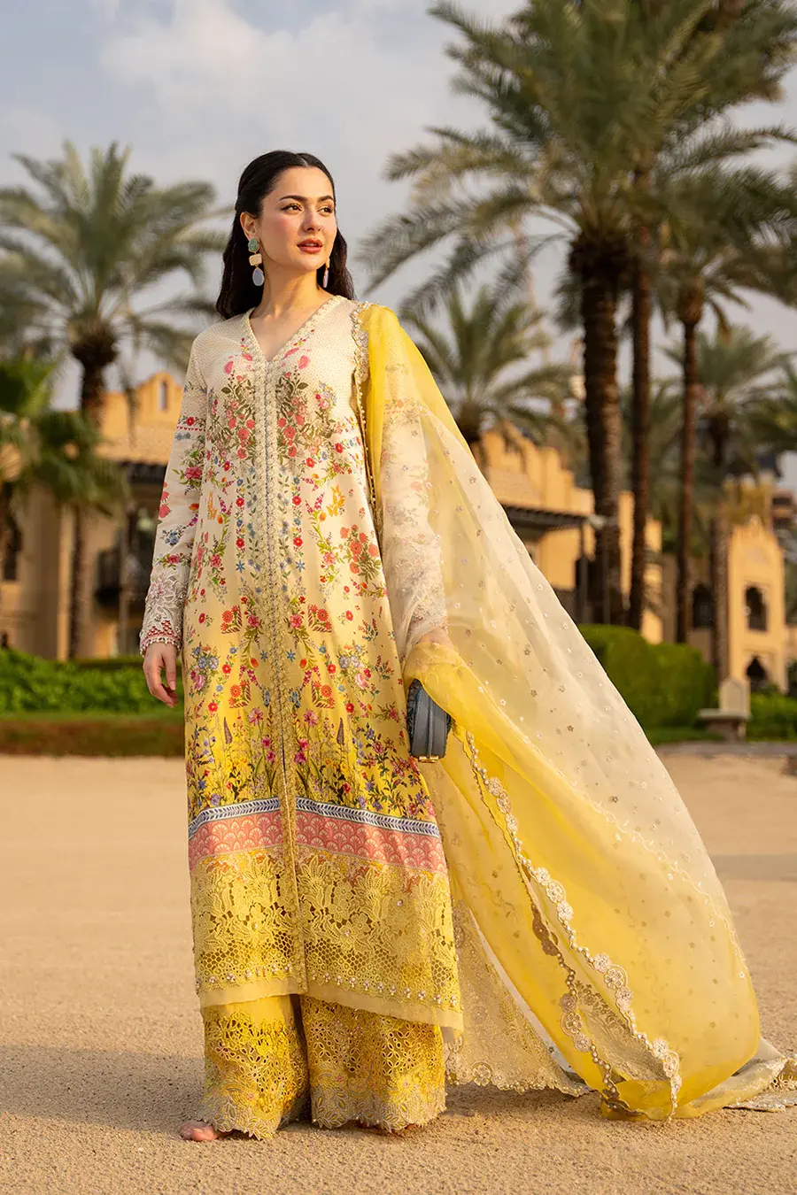 Faiza Saqlain Yellow Luxury Lawn Collection Replica