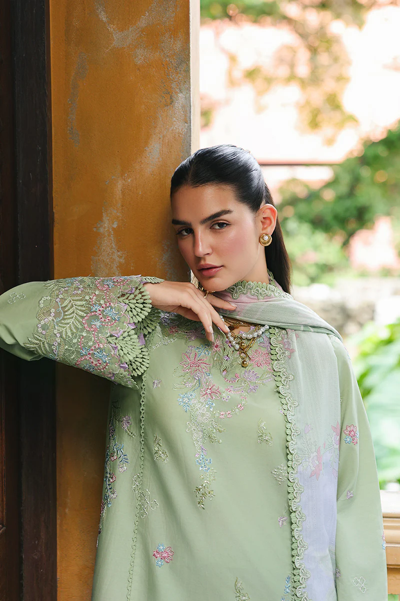 Qalamkar Pistachio Luxury Lawn Collection Replica - Image 3