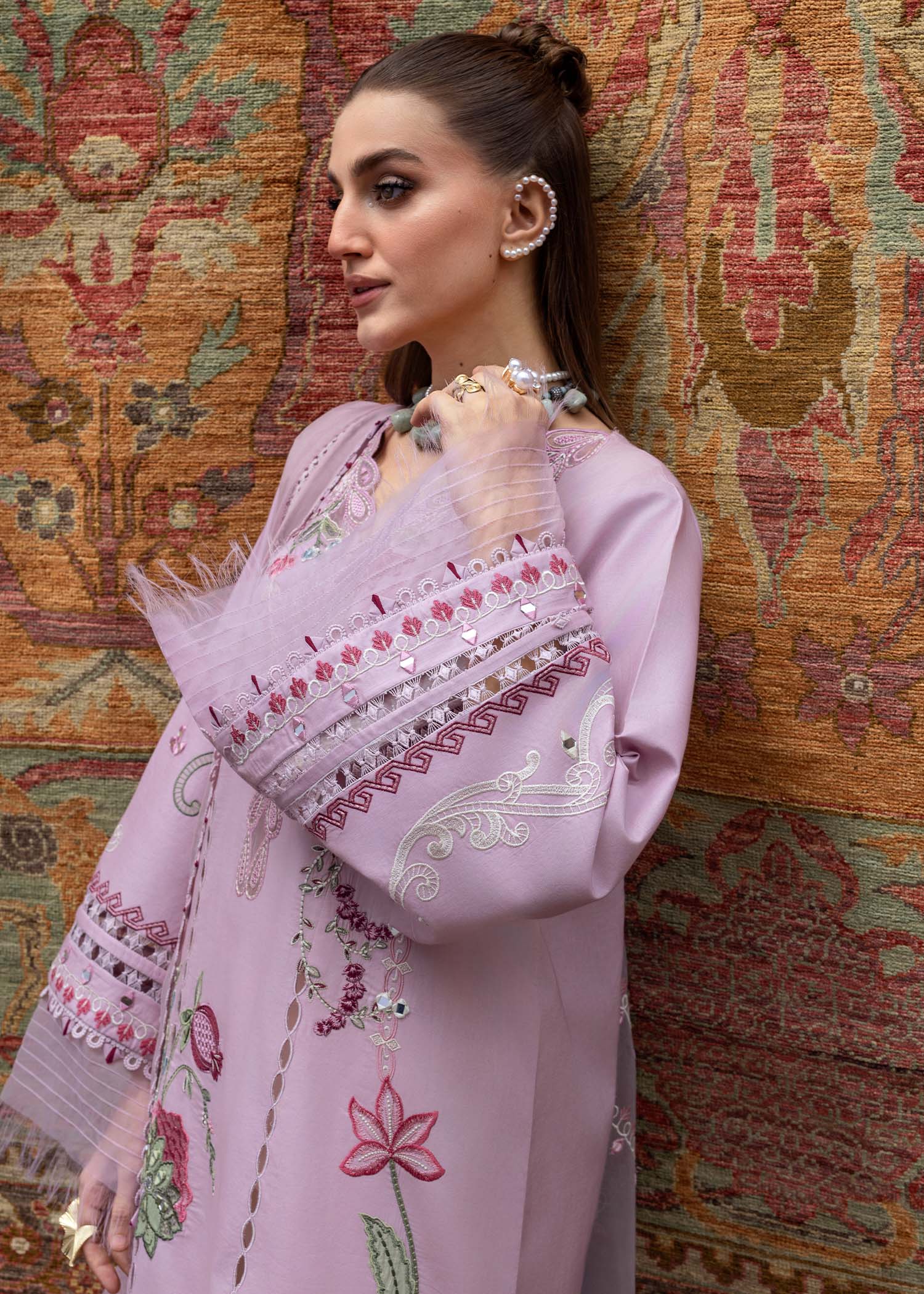 Alternative view of Crimson Pink Luxury Lawn Collection Replica