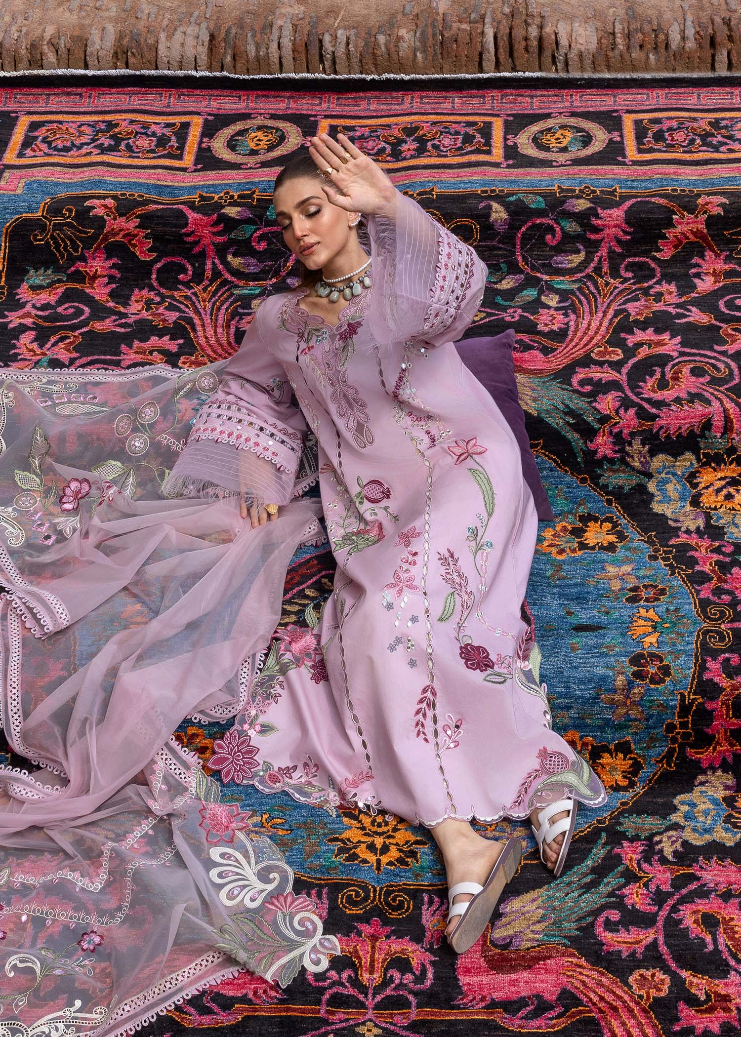 Crimson Pink Luxury Lawn Collection Replica - Image 4