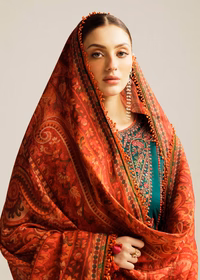 Hussain Rehar Zinc Green Luxury Lawn Collection Replica - Image 4