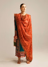 Hussain Rehar Zinc Green Luxury Lawn Collection Replica - Image 3