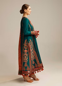Hussain Rehar Zinc Green Luxury Lawn Collection Replica - Image 2