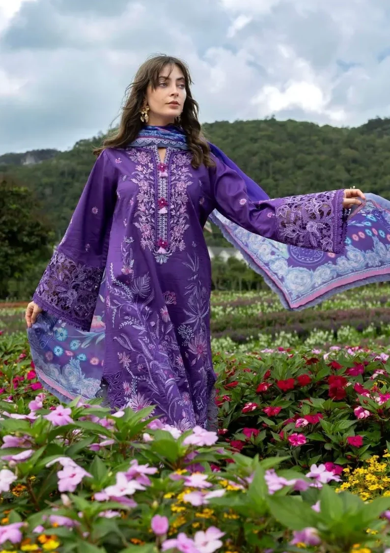 Alternative view of Mushq Purple Luxury Lawn Collection Replica