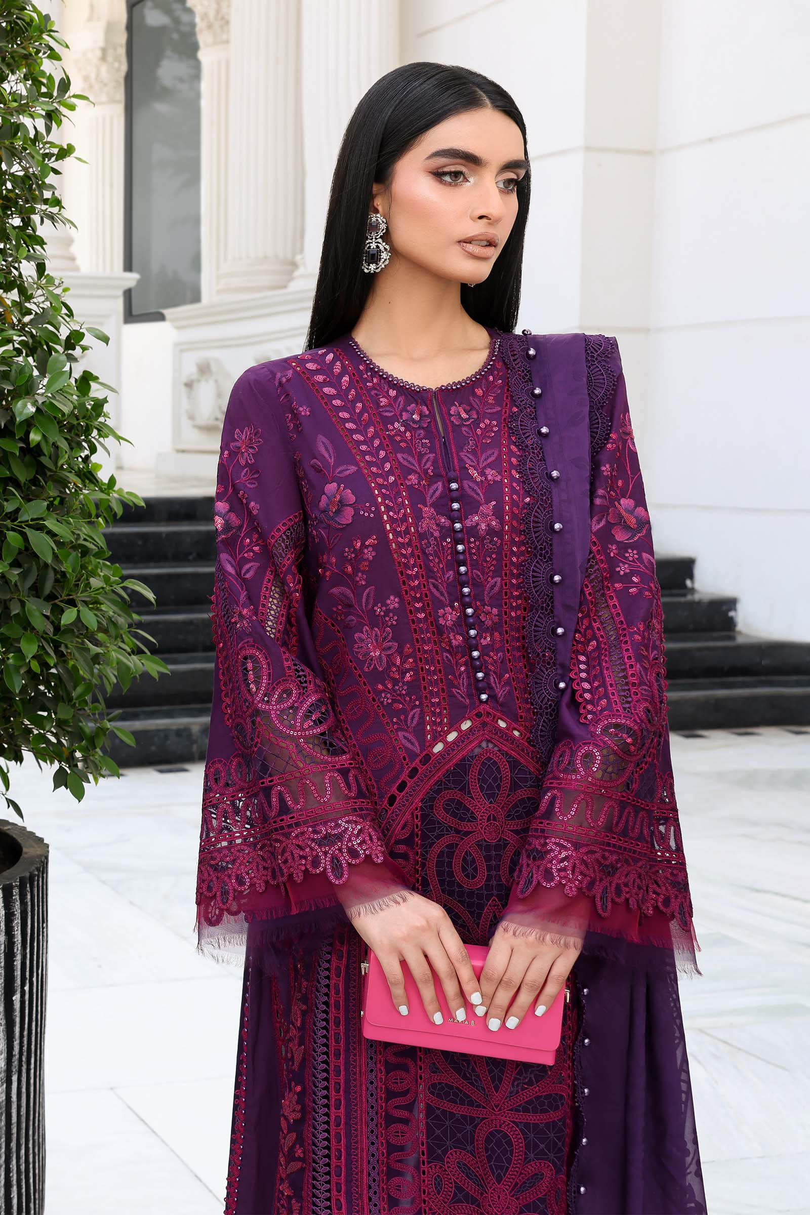 Alternative view of Maria B Purple Luxury Lawn Collection Replica