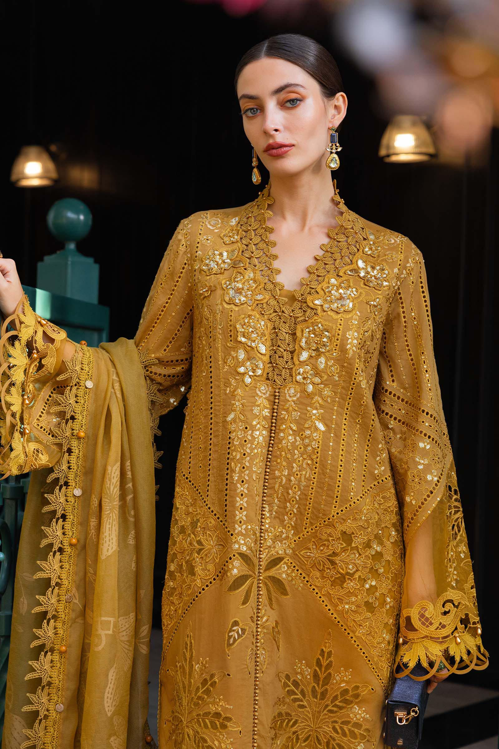 Alternative view of Maria B Mustard Luxury Lawn Collection Replica