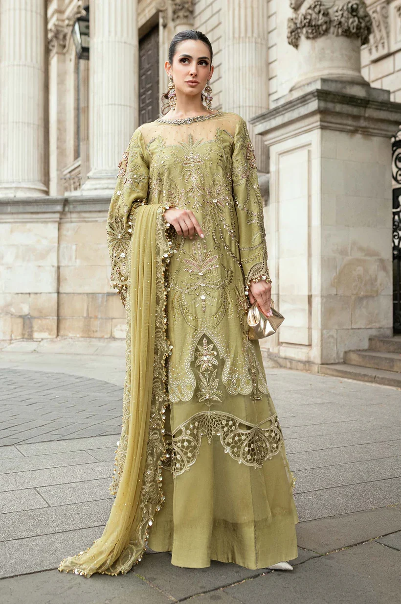 Maria B Mustard Raw Silk Formal Collection Replica