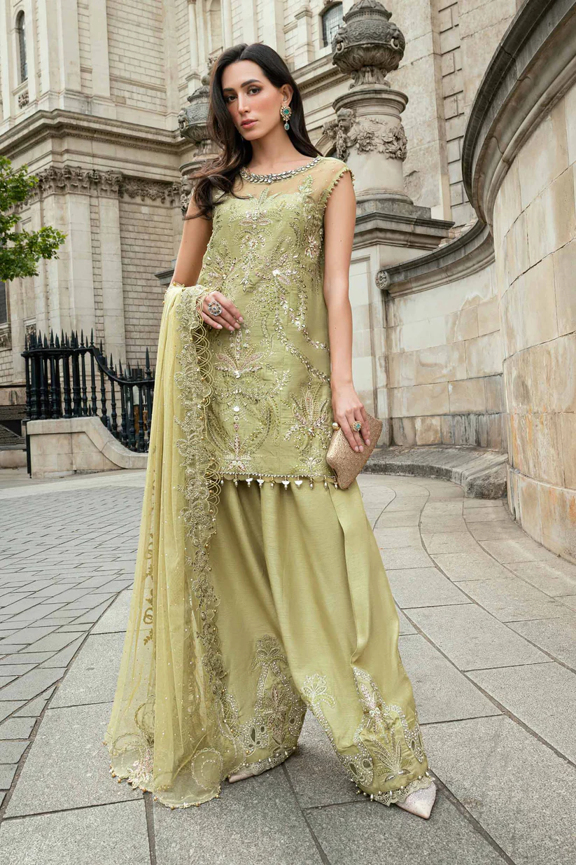 Alternative view of Maria B Mustard Raw Silk Formal Collection Replica