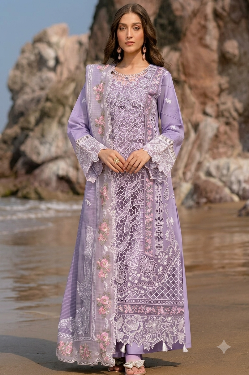 Mahnur Mauve Luxury Lawn Collection Replica