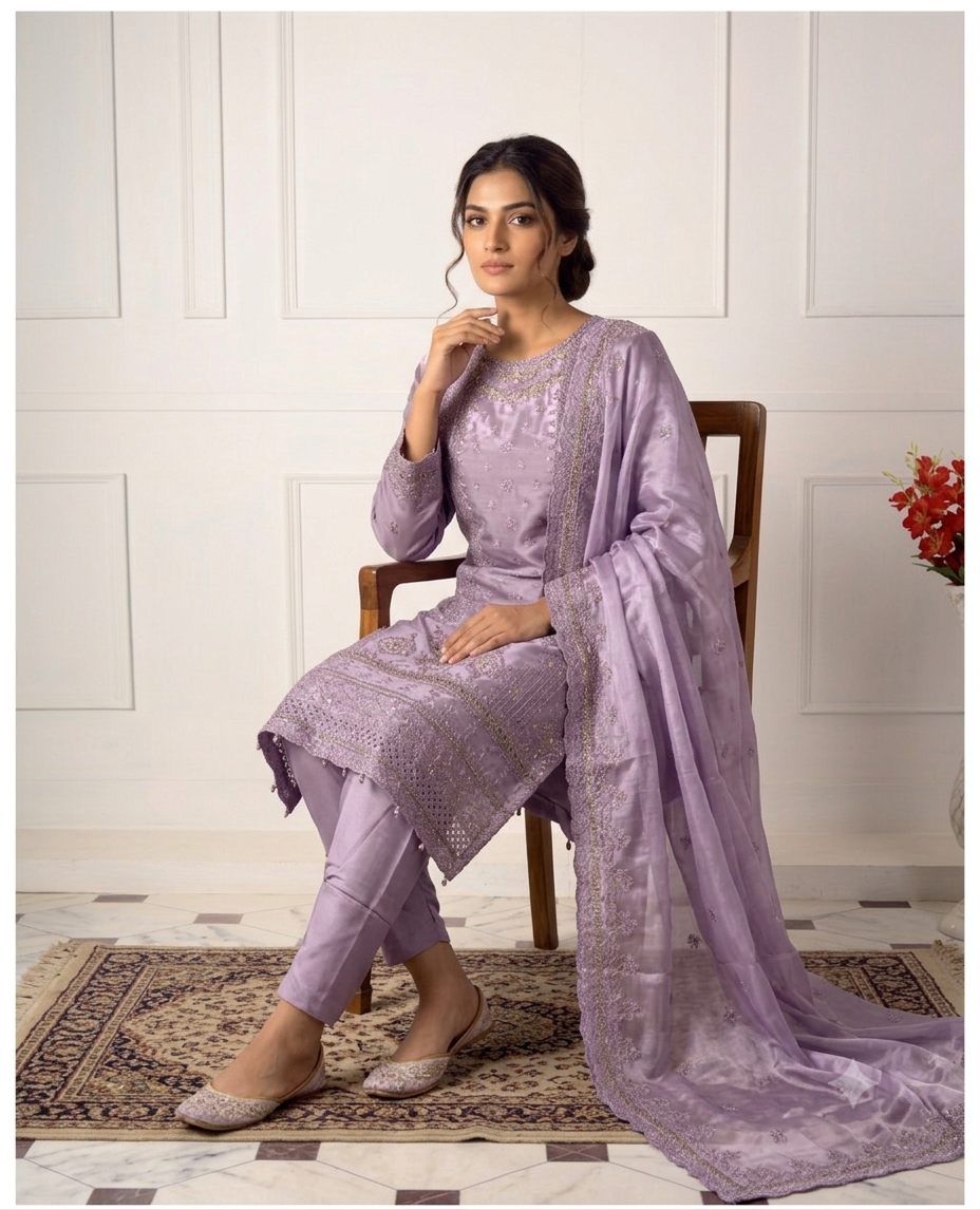 Alternative view of Rivaaj Purple Sheesha Silk Formal Collection Replica