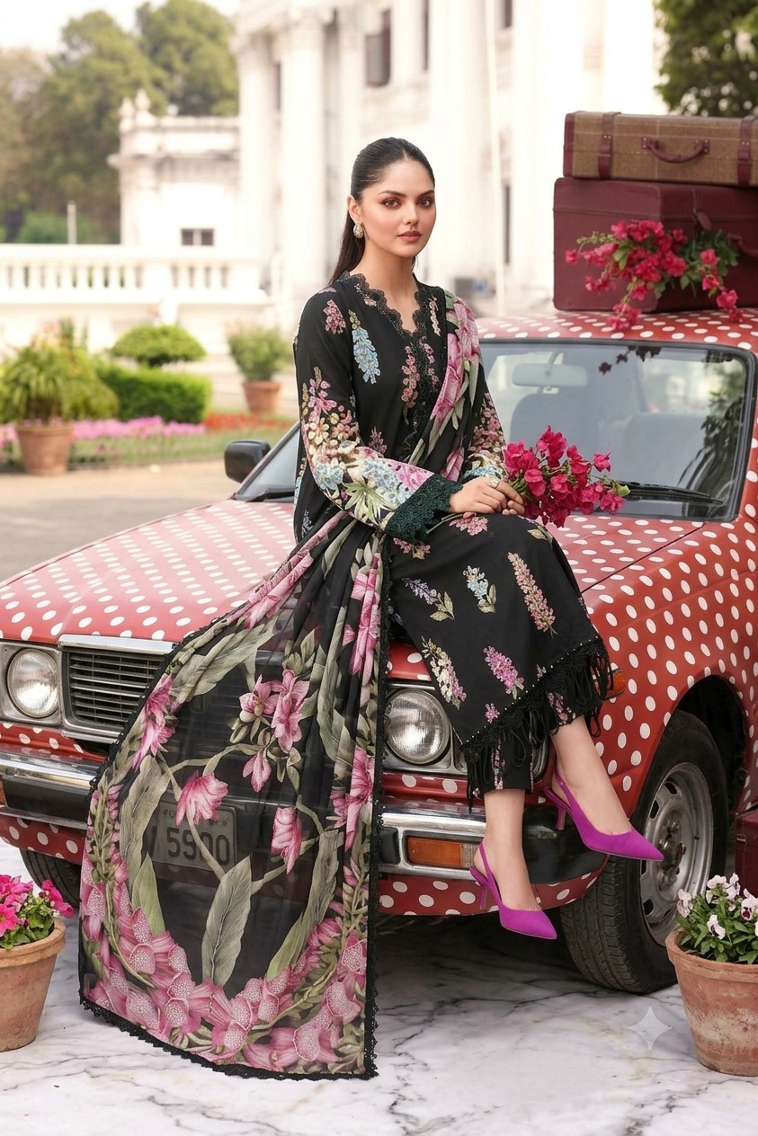 Maria B Black Printed Lawn Collection Replica - Image 3