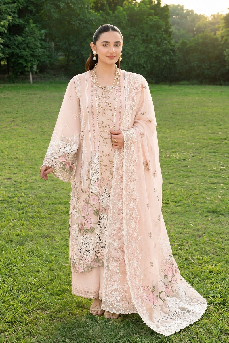 Elaf White Luxury Lawn Collection Replica