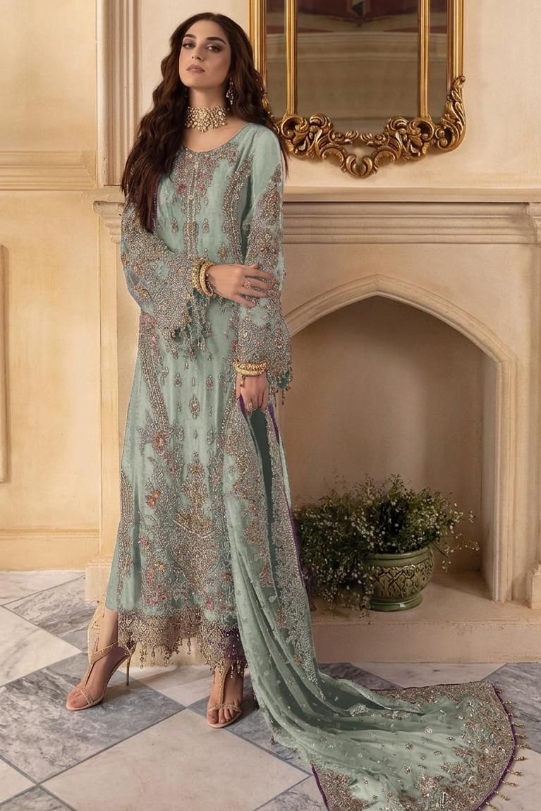 Charizma Seagreen Chiffon Formal Collection Replica