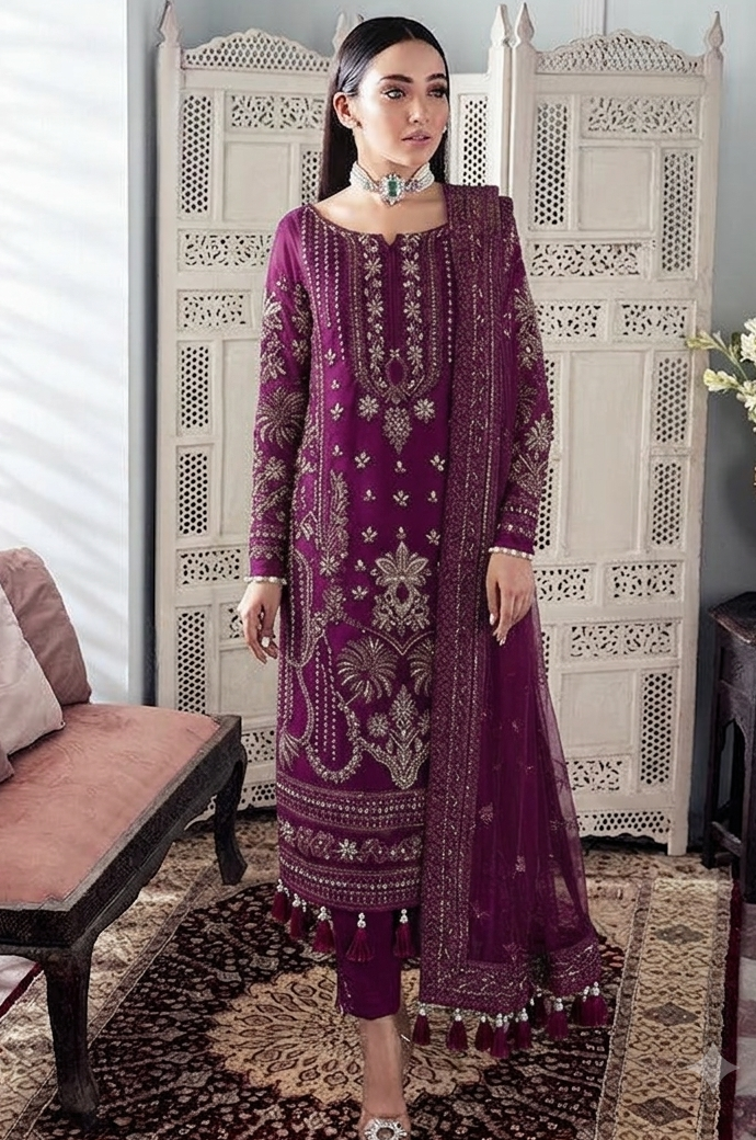 Gulaal Burgundy Exclusive Net Collection Replica