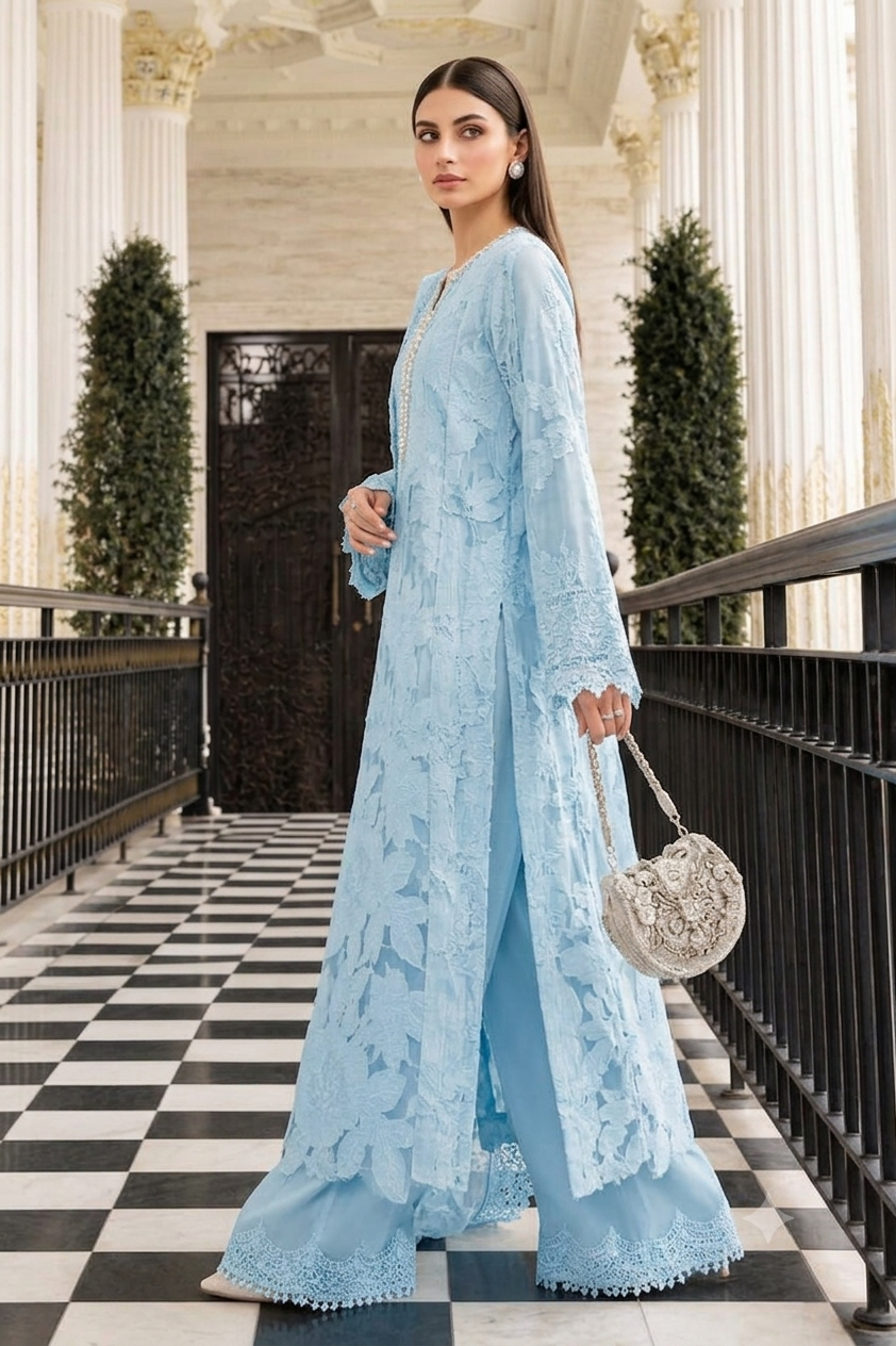 Alternative view of Maria B Sky Blue Luxury Lawn Collection Replica